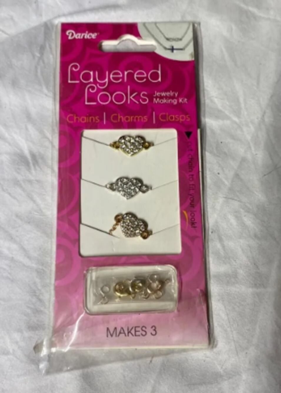 Darice Layered Looks Jewelry Making Kit - Chains Charms Clasps - Makes 3